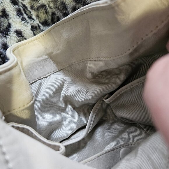 BCBGMaxAzria Cream Buttery Soft Perforated Leather Shoulder Bag, Gold Hardware - Picture 4 of 16